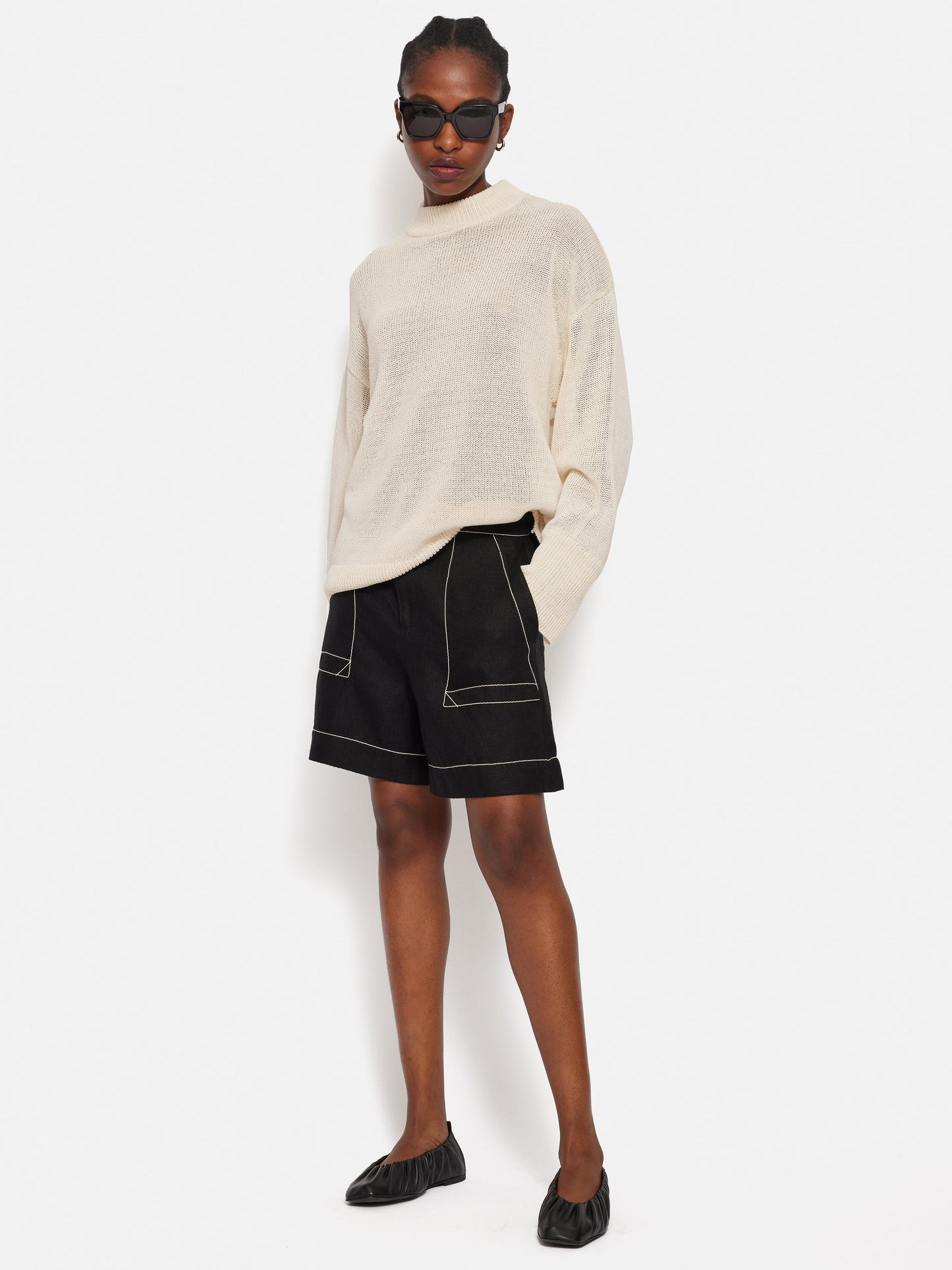 Maciel-Corded Cotton Blend Jumper | Cream