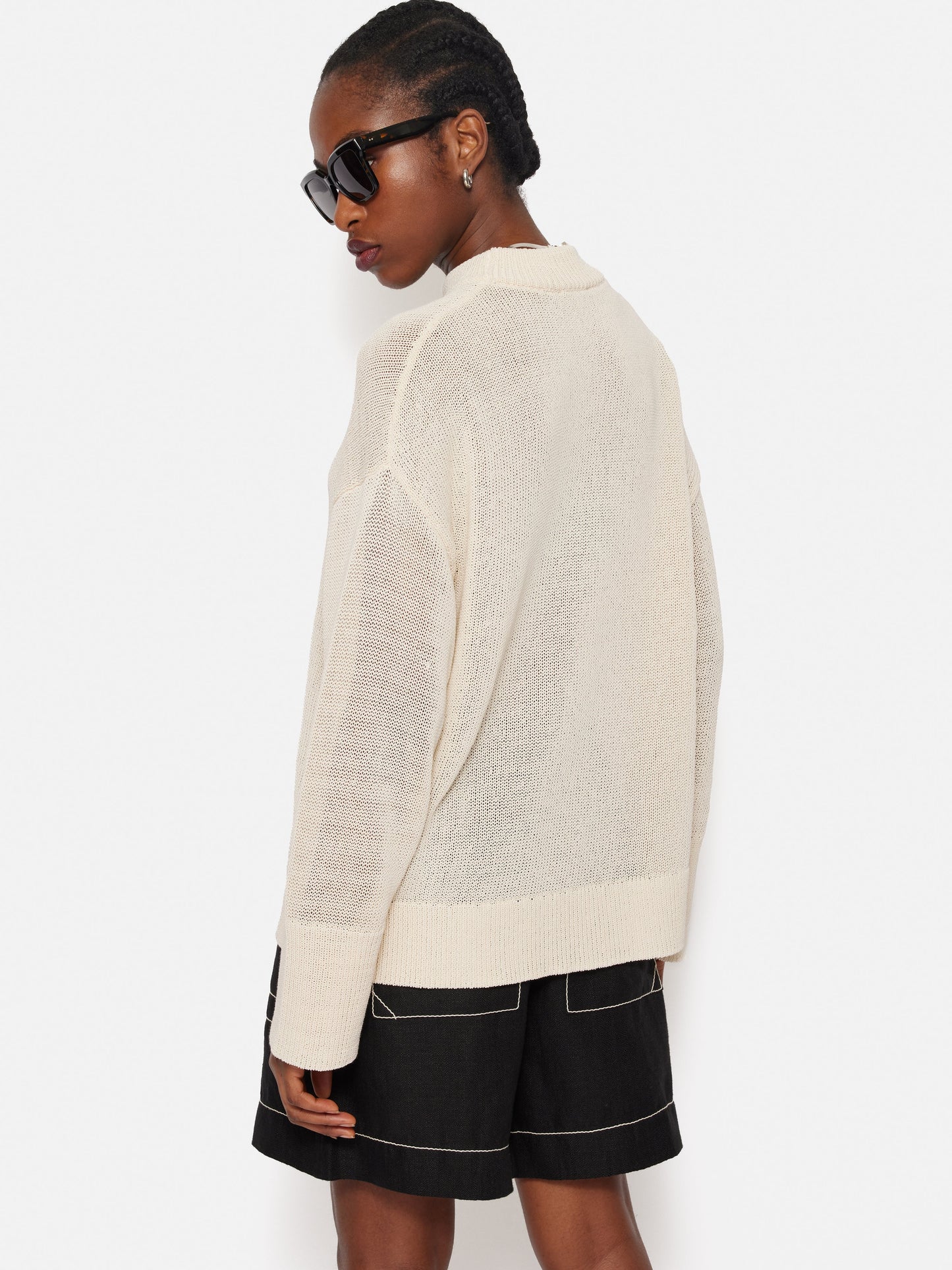 Maciel-Corded Cotton Blend Jumper | Cream