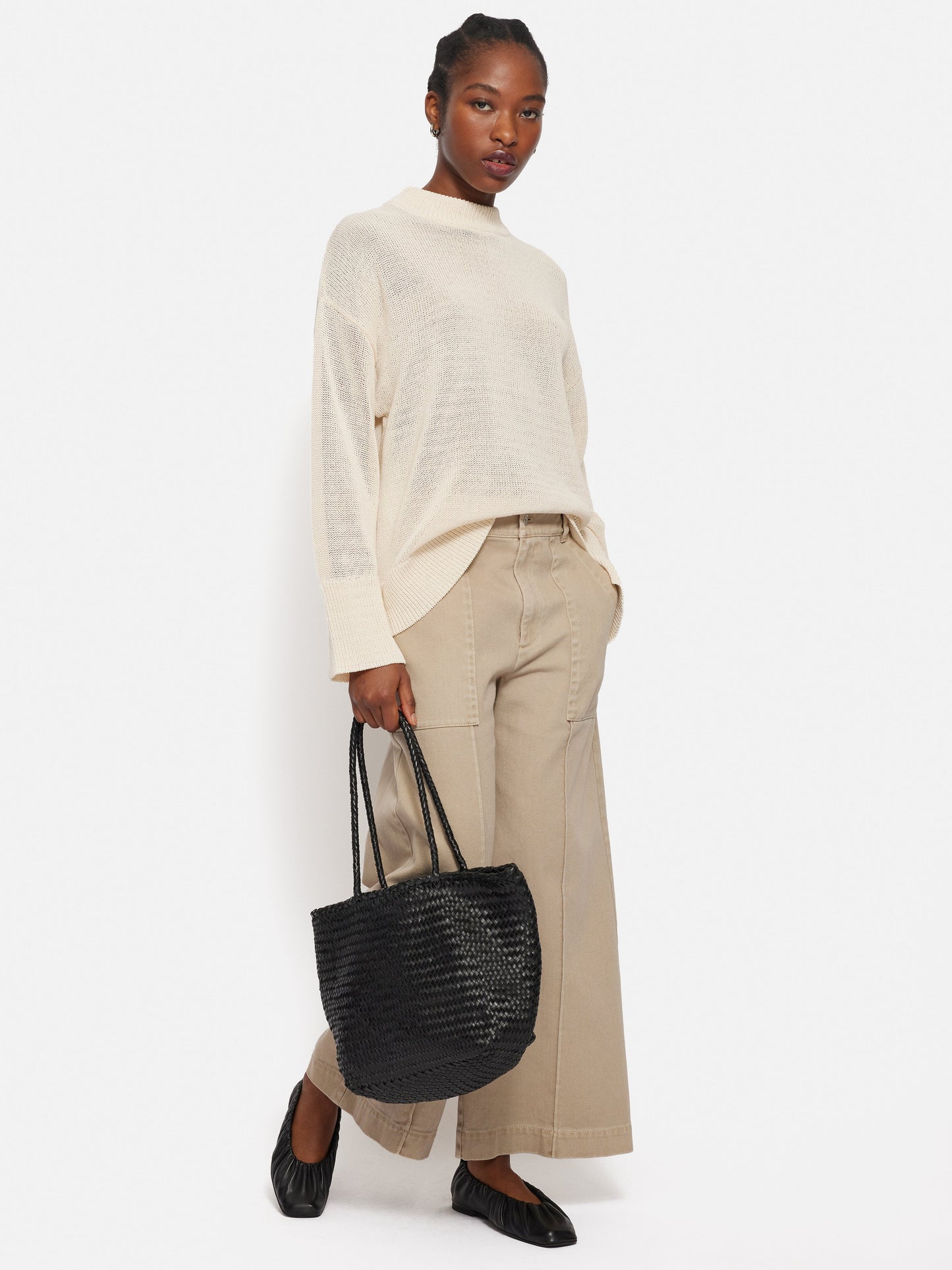 Maciel-Corded Cotton Blend Jumper | Cream