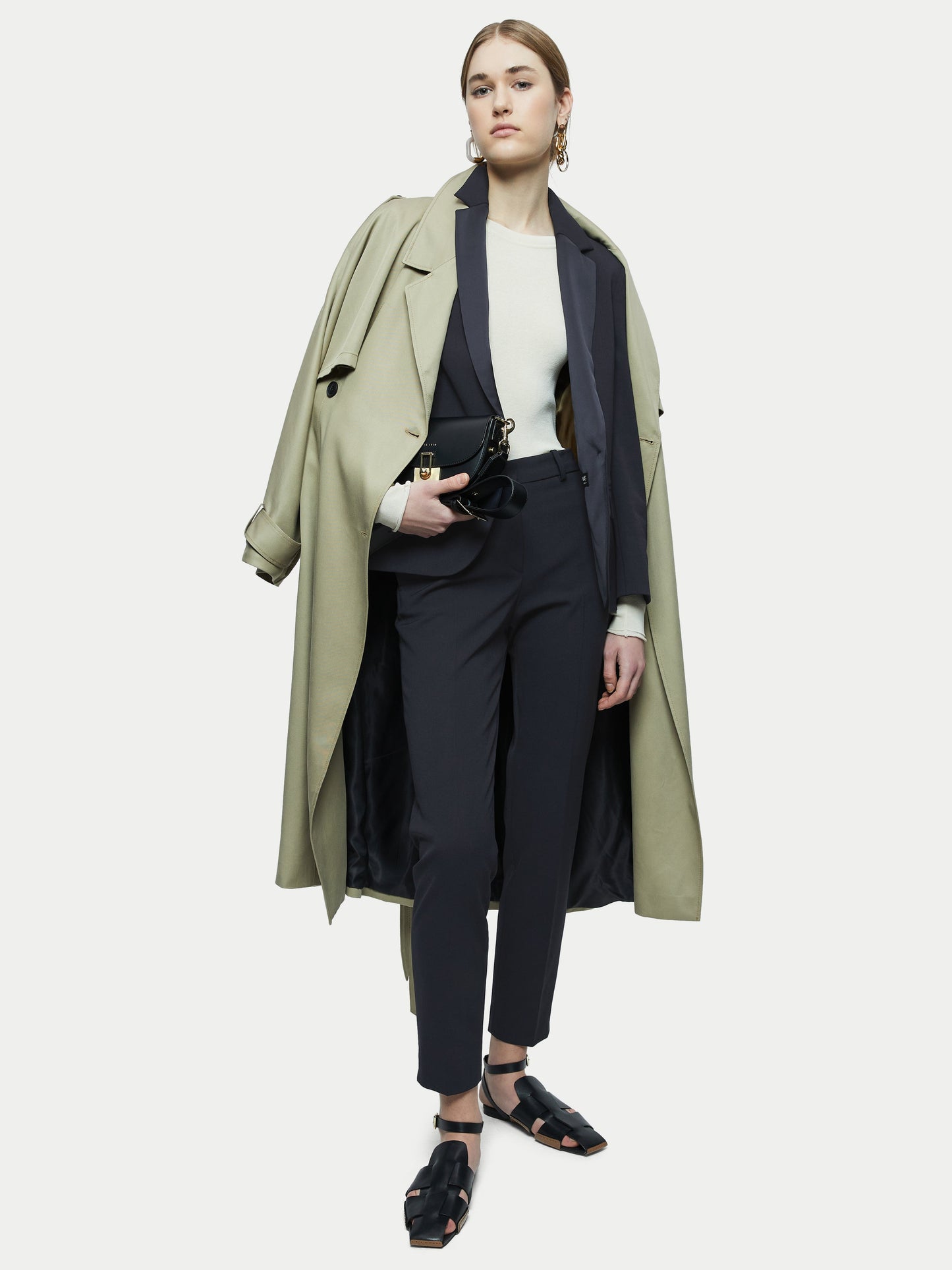 Maciel-Paris Brook Satin Lapel Shortline Blazer | Navy