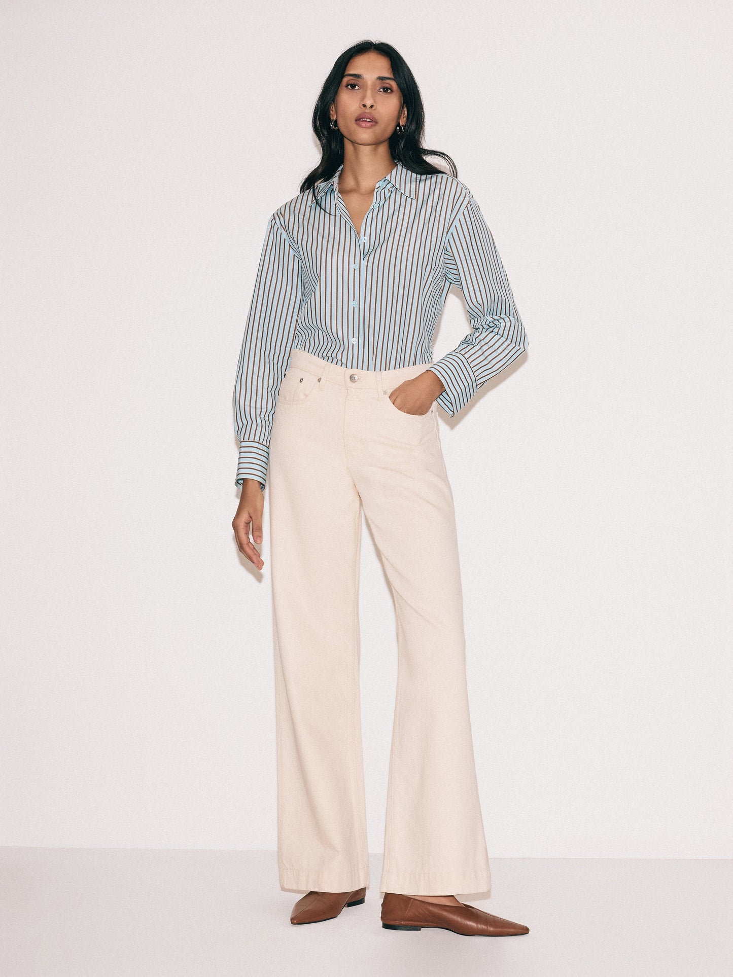Maciel-Balfour Long Wide Leg Jean | Ecru