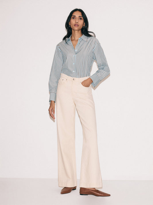 Maciel-Balfour Long Wide Leg Jean | Ecru