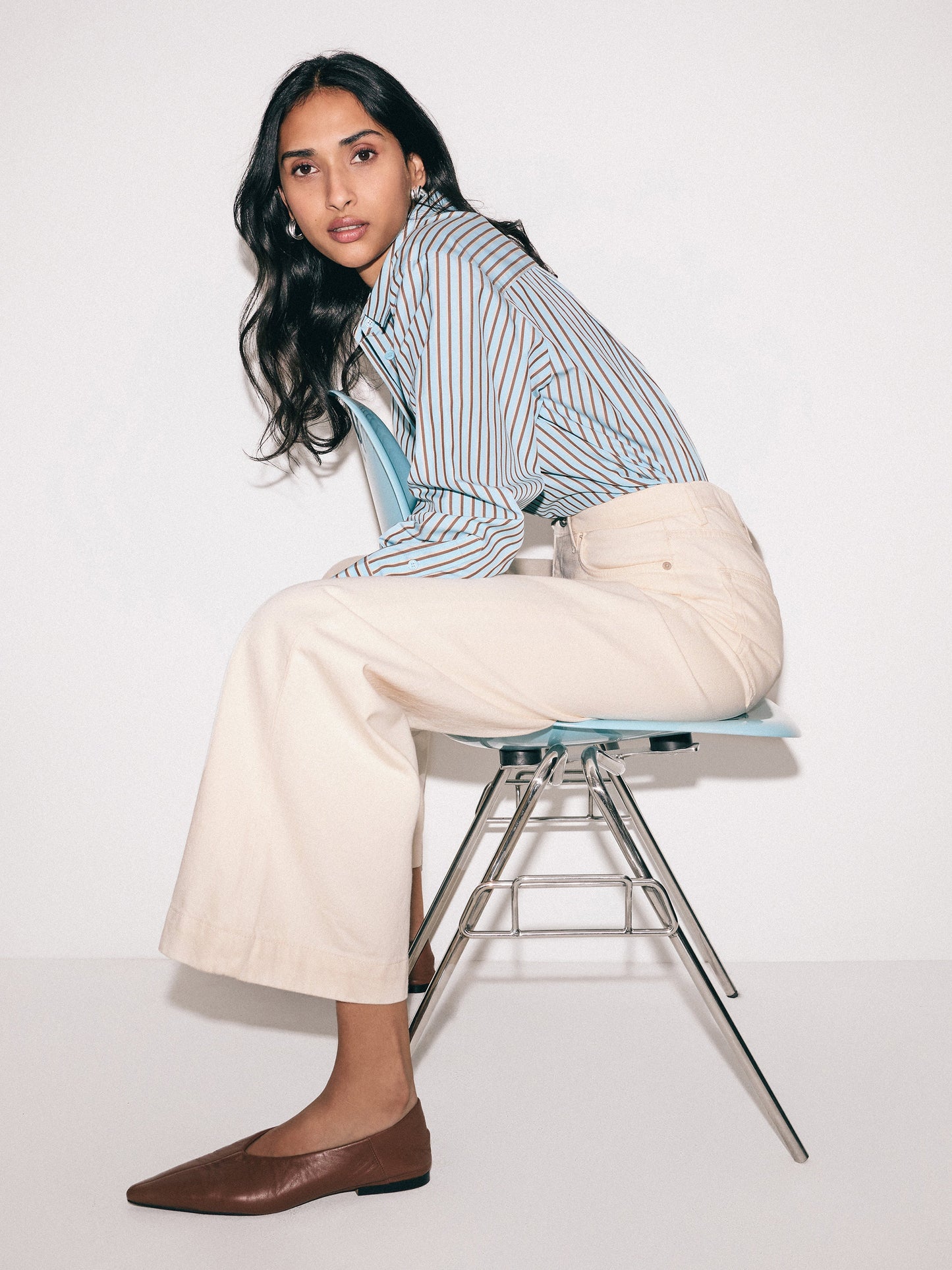 Maciel-Balfour Long Wide Leg Jean | Ecru