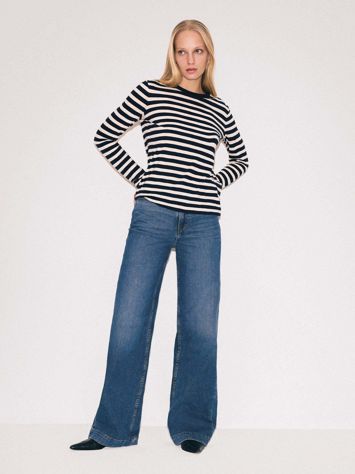 Maciel-Balfour Long Wide Leg Jean | Vintage Mid Blue