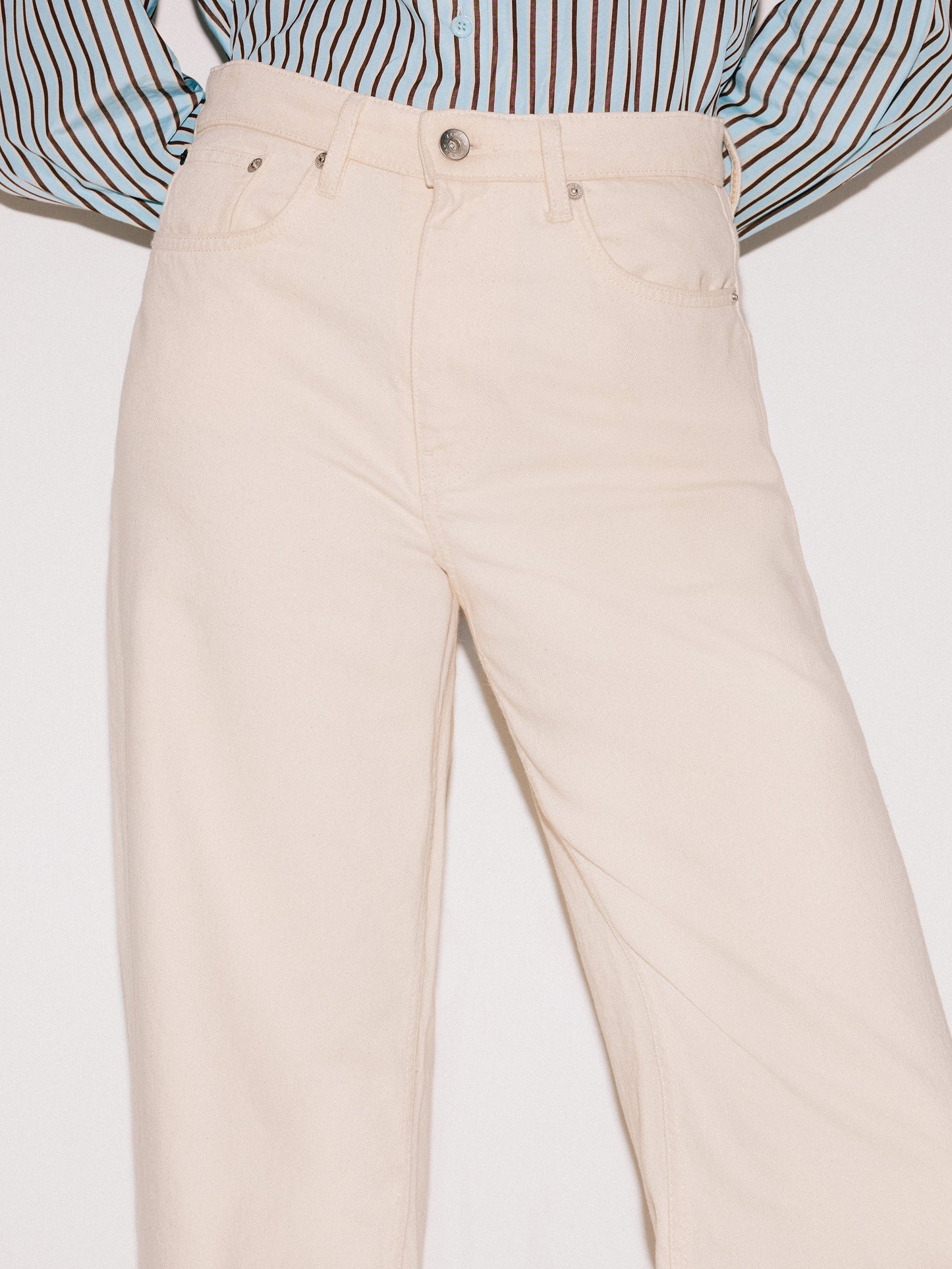 Maciel-Balfour Long Wide Leg Jean | Ecru