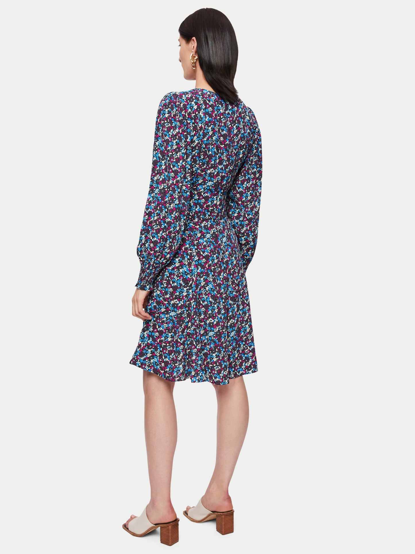 Maciel-Vintage Ditsy Long Sleeve Dress | Grey