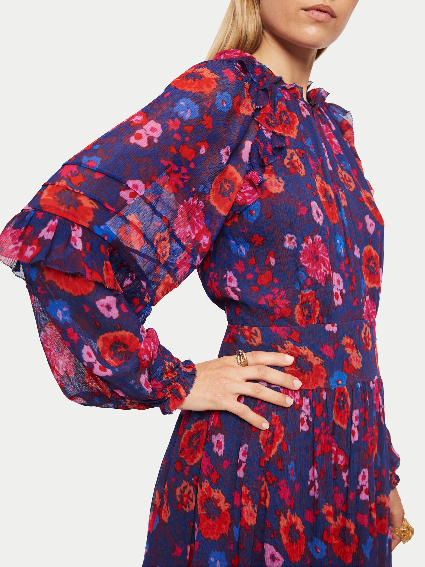 Maciel-Celestial Floral Crinkle Dress | Navy