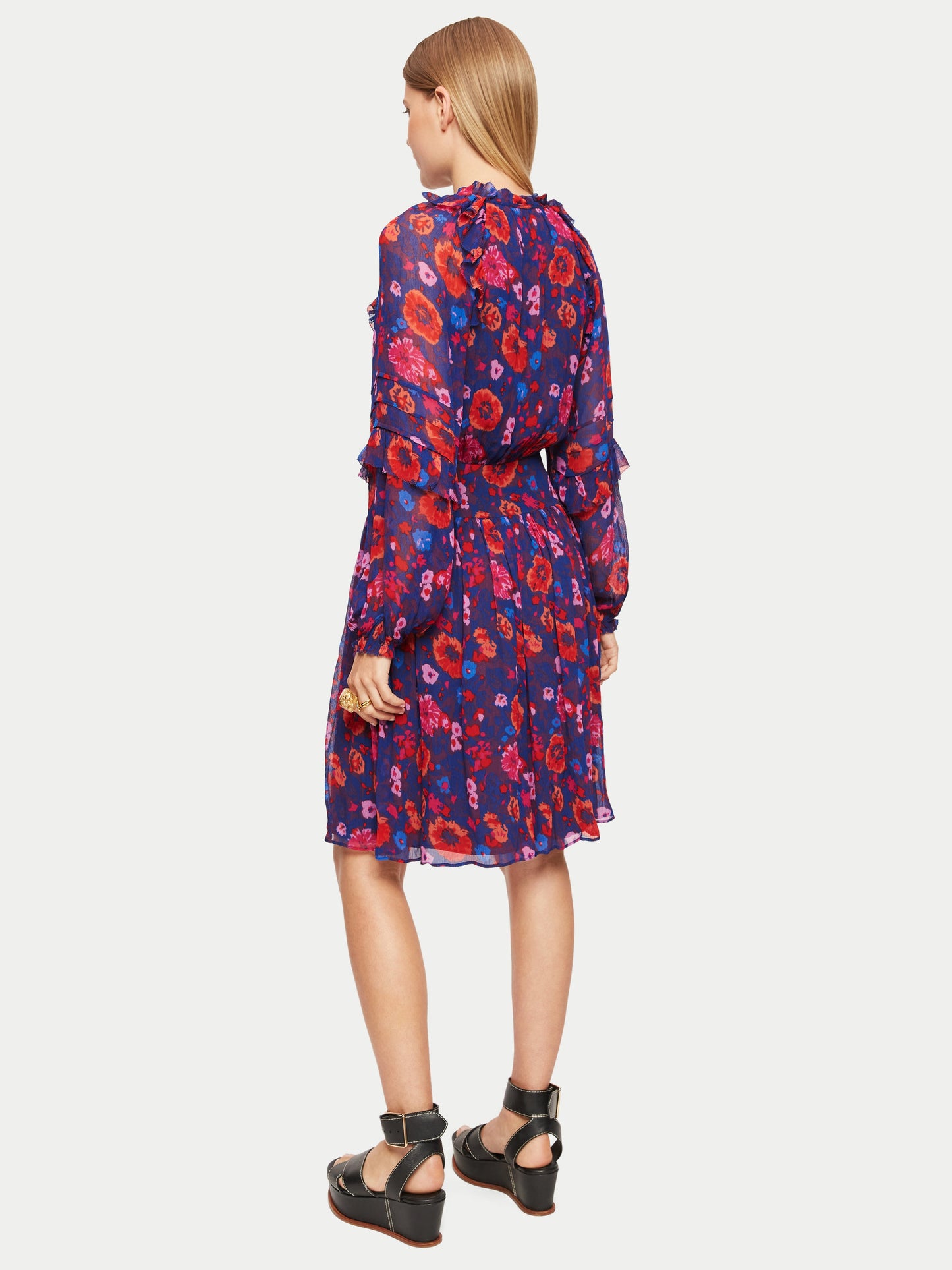 Maciel-Celestial Floral Crinkle Dress | Navy