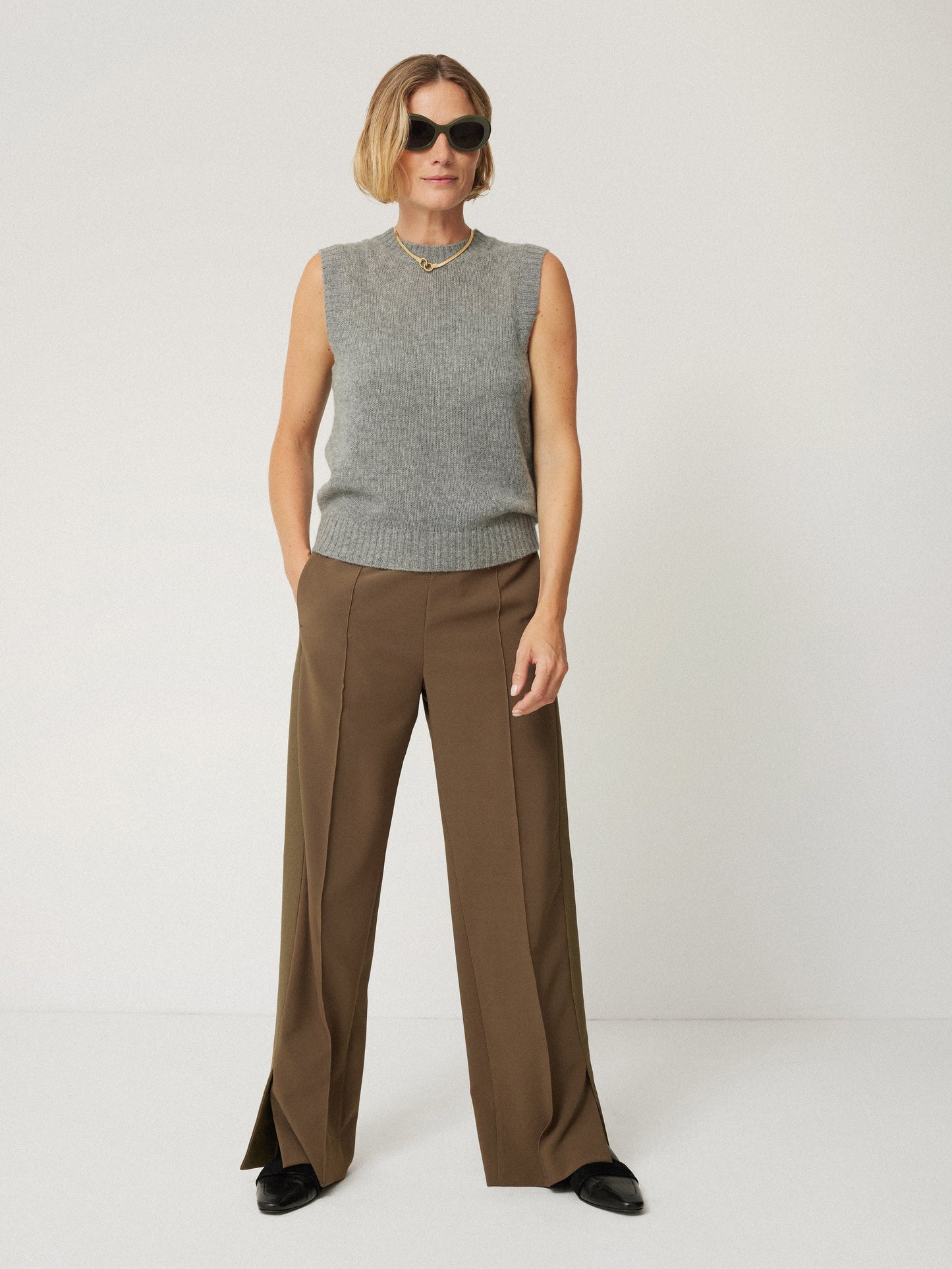 Maciel-Cashmere Crew Neck Tank | Grey