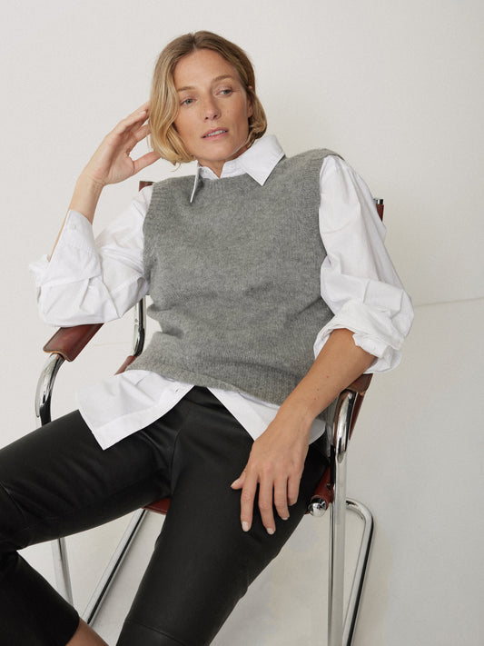 Maciel-Cashmere Crew Neck Tank | Grey