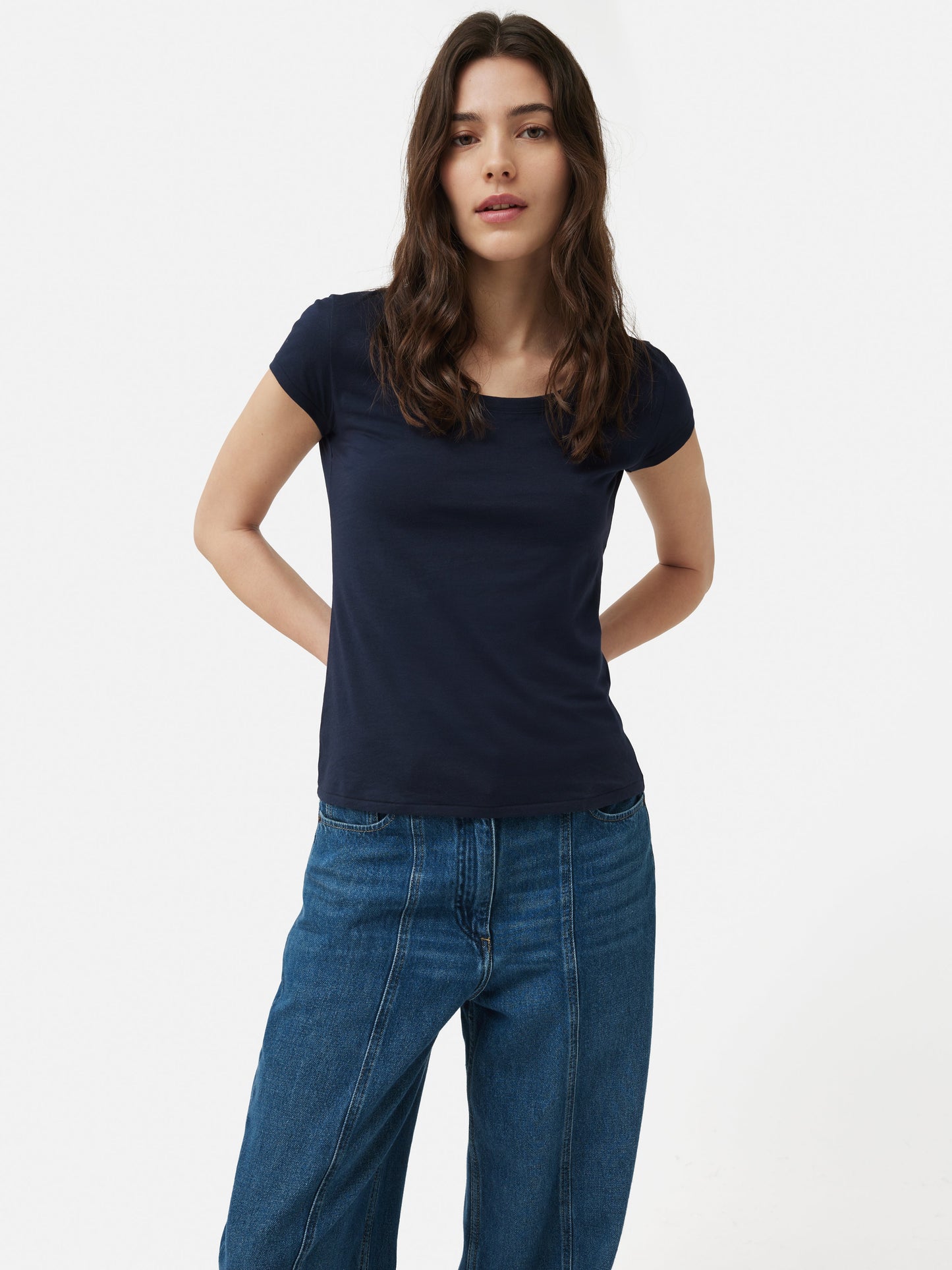 Maciel-Supima Cotton Scoop Neck Tee | Navy