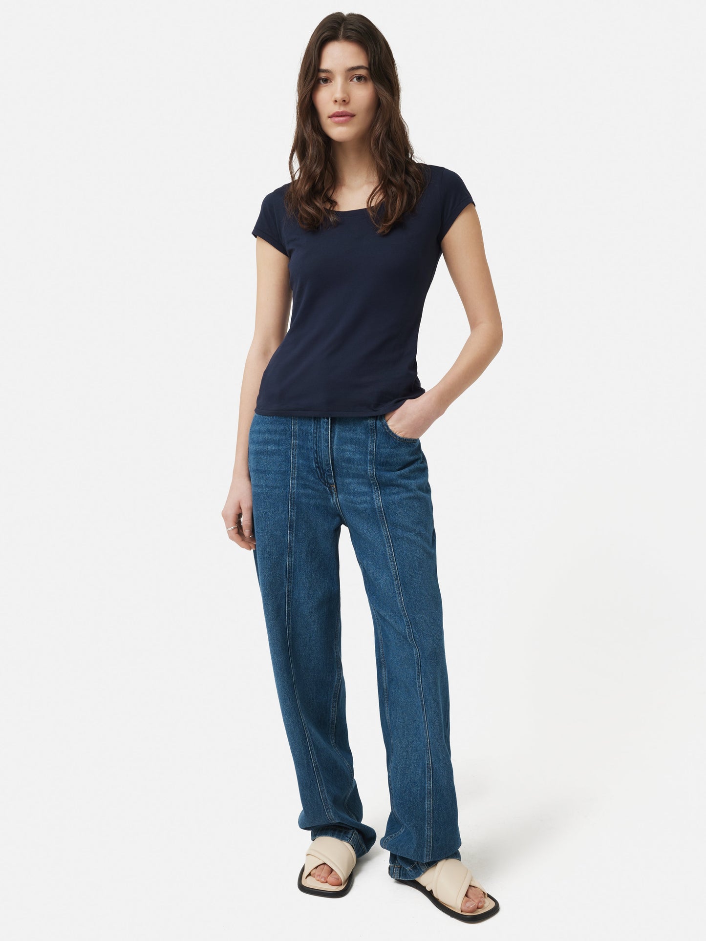Maciel-Supima Cotton Scoop Neck Tee | Navy