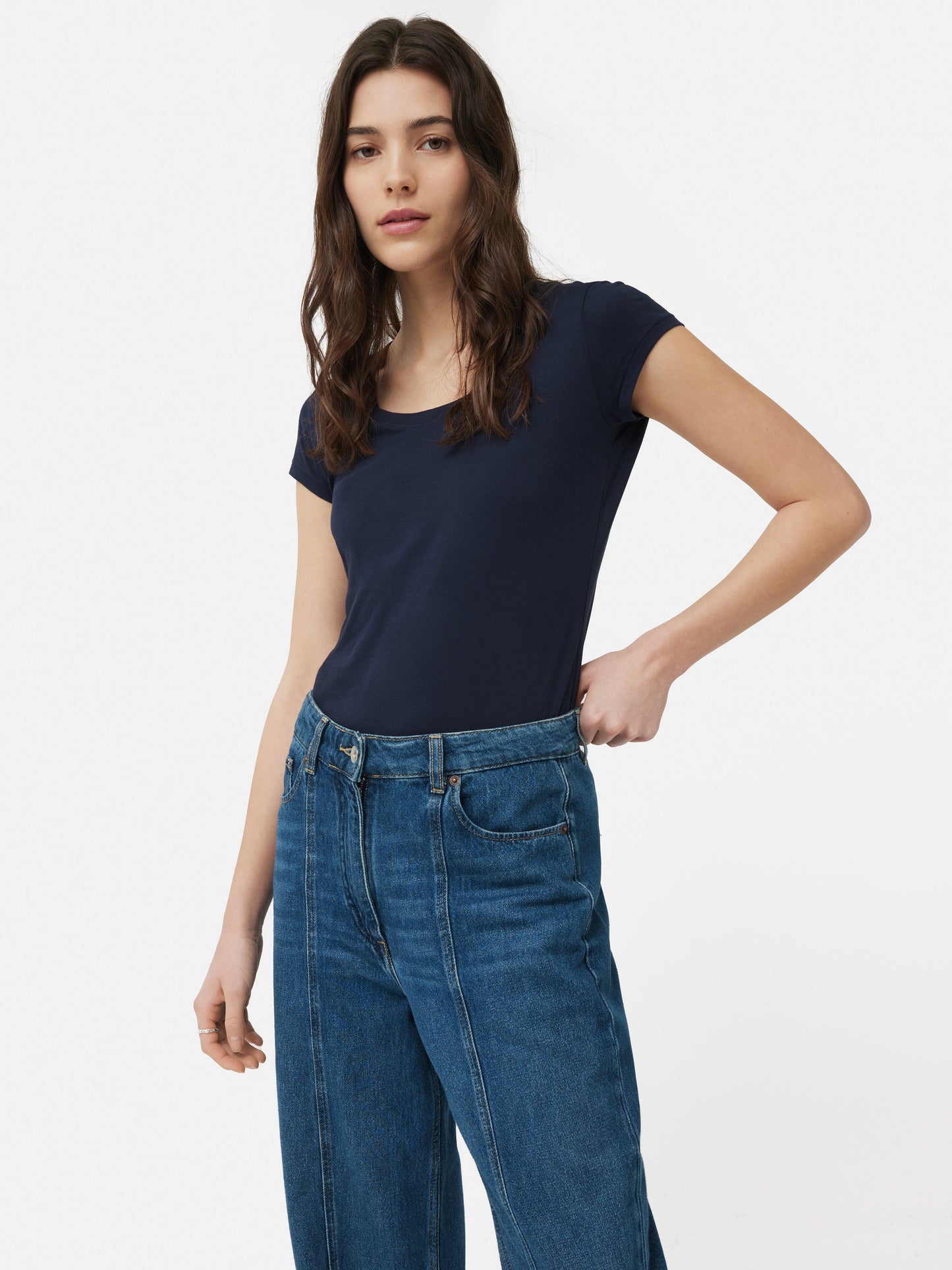 Maciel-Supima Cotton Scoop Neck Tee | Navy