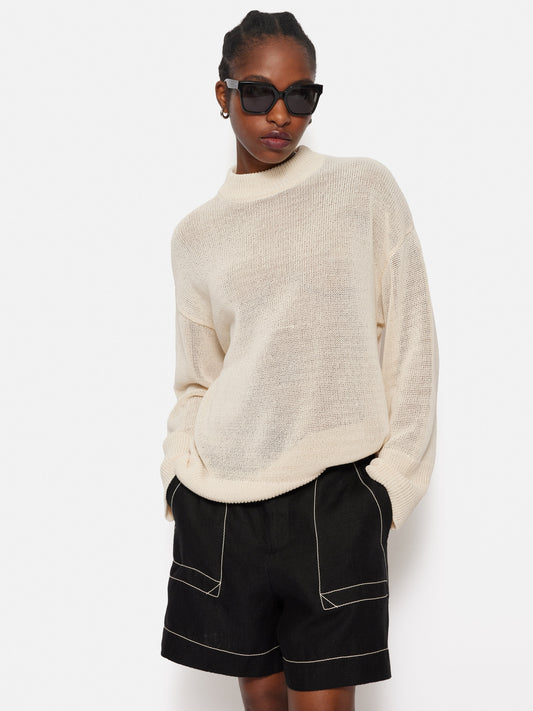 Maciel-Corded Cotton Blend Jumper | Cream