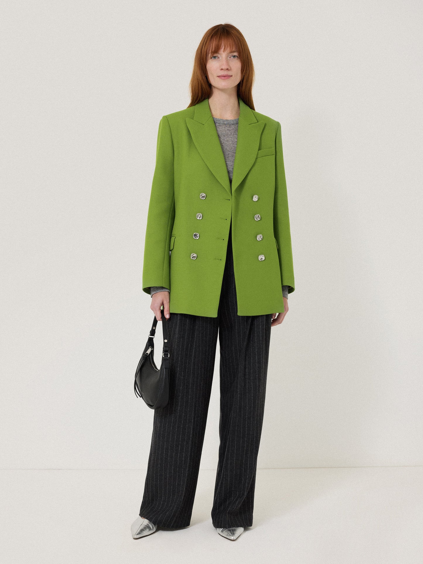 Maciel-Silver Button Military Jacket | Green