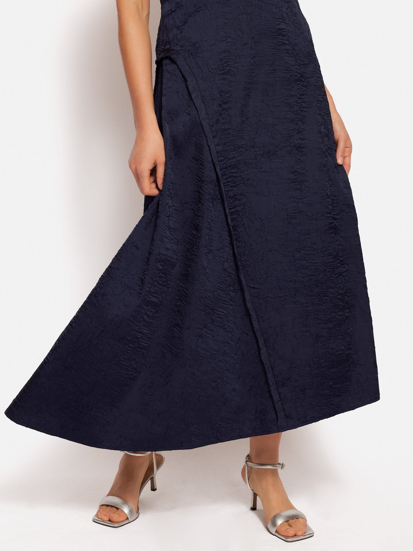 Maciel-Asymmetric Textured Dress | Navy