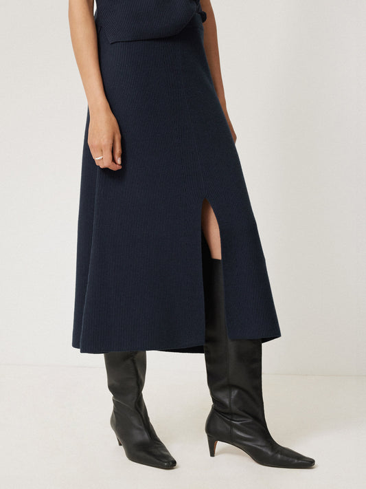 Maciel-Cotton Blend Knitted Skirt | Navy