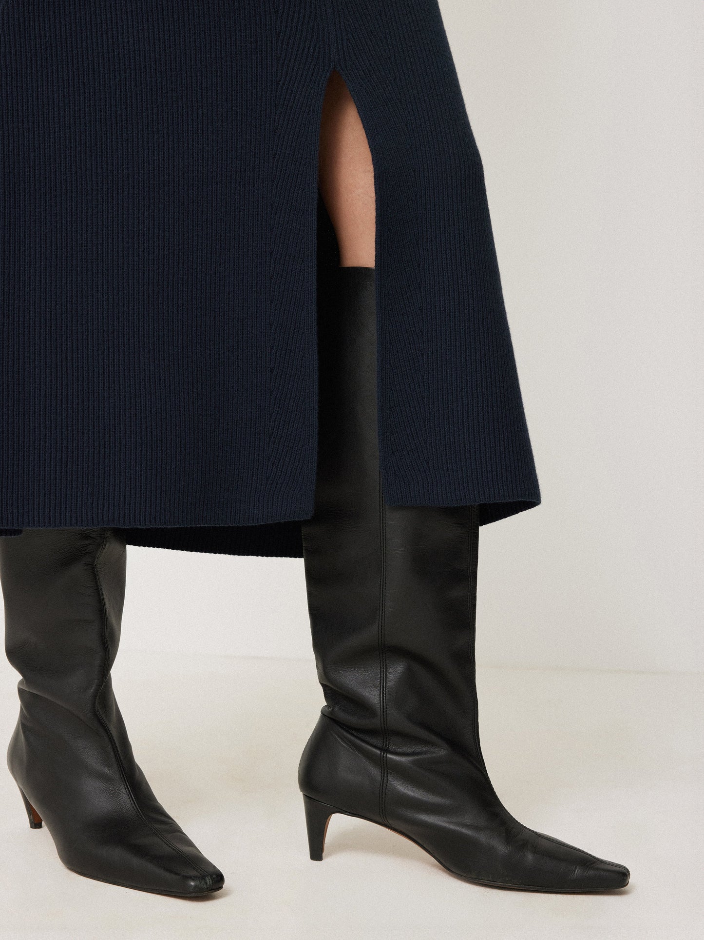 Maciel-Cotton Blend Knitted Skirt | Navy
