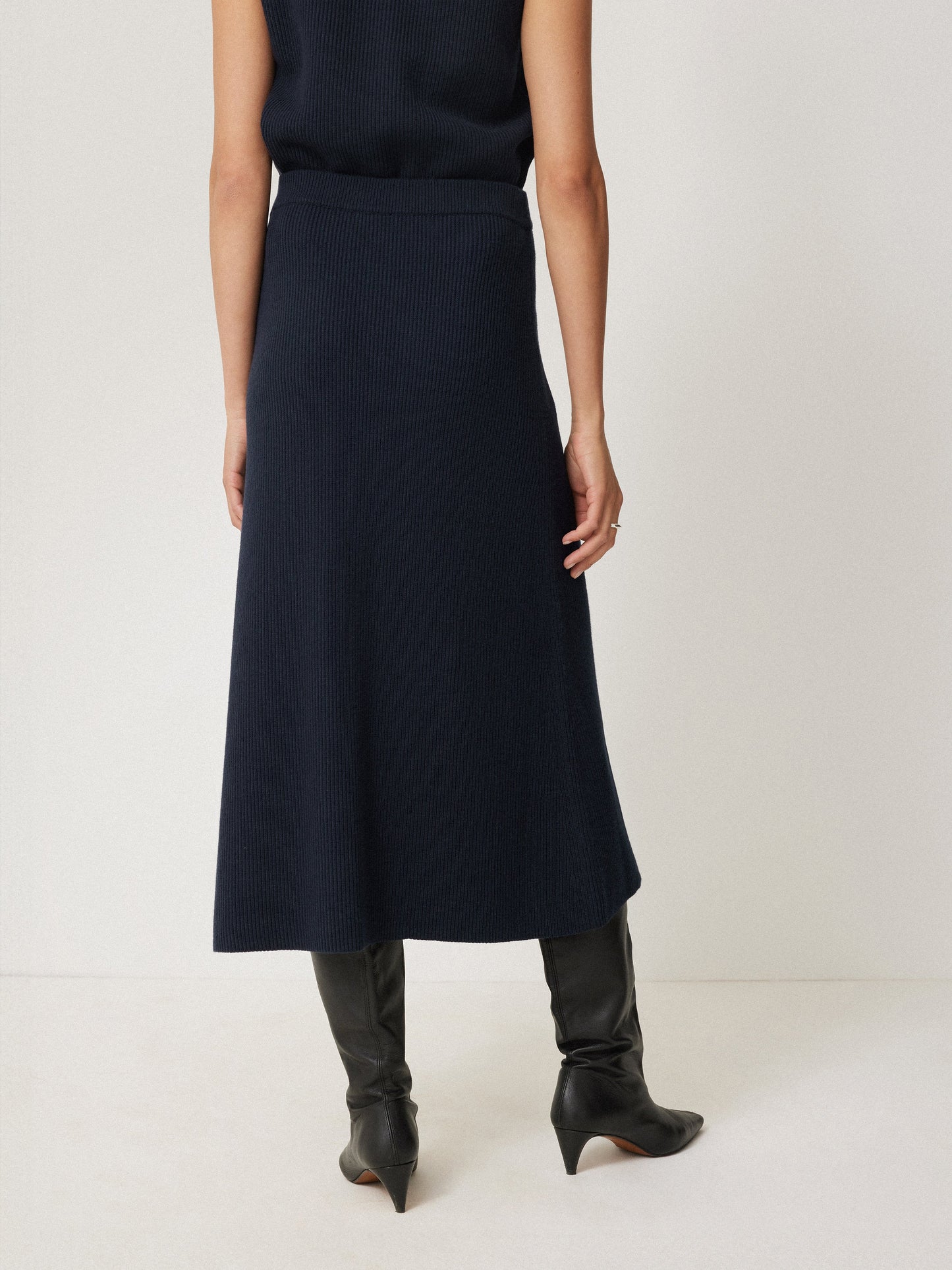 Maciel-Cotton Blend Knitted Skirt | Navy