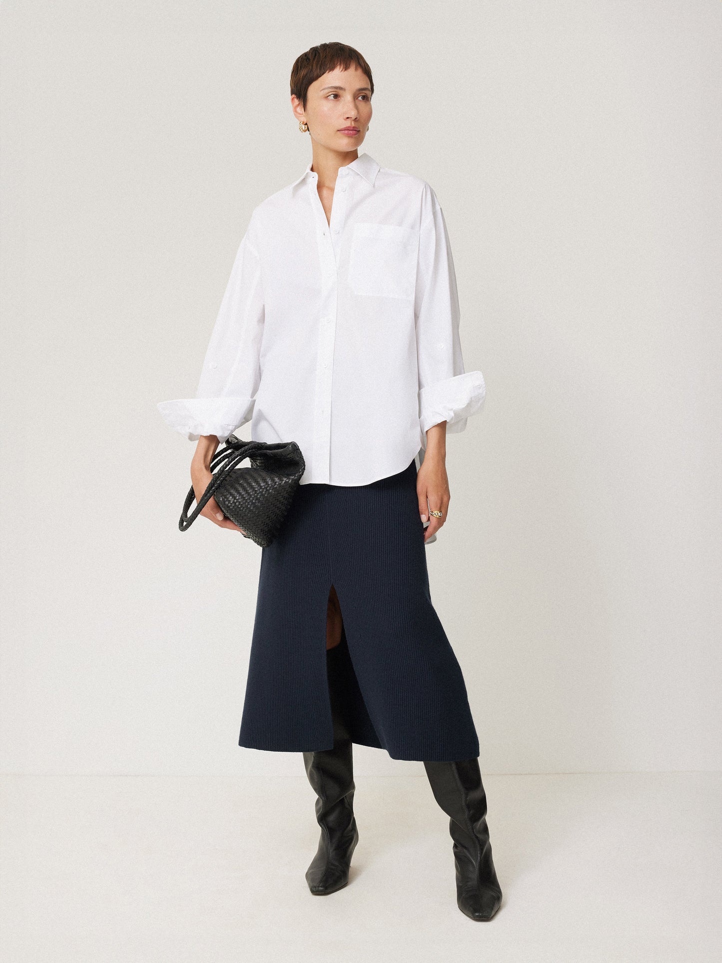 Maciel-Cotton Blend Knitted Skirt | Navy