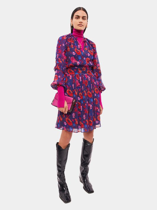 Maciel-Celestial Floral Crinkle Dress | Navy